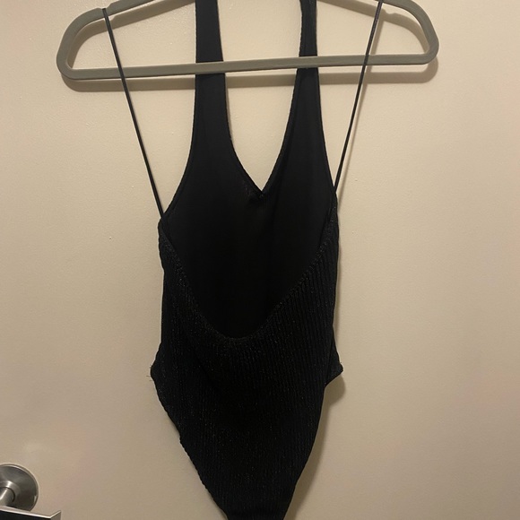 Sparkly Black Halter Bodysuit - Picture 3 of 4